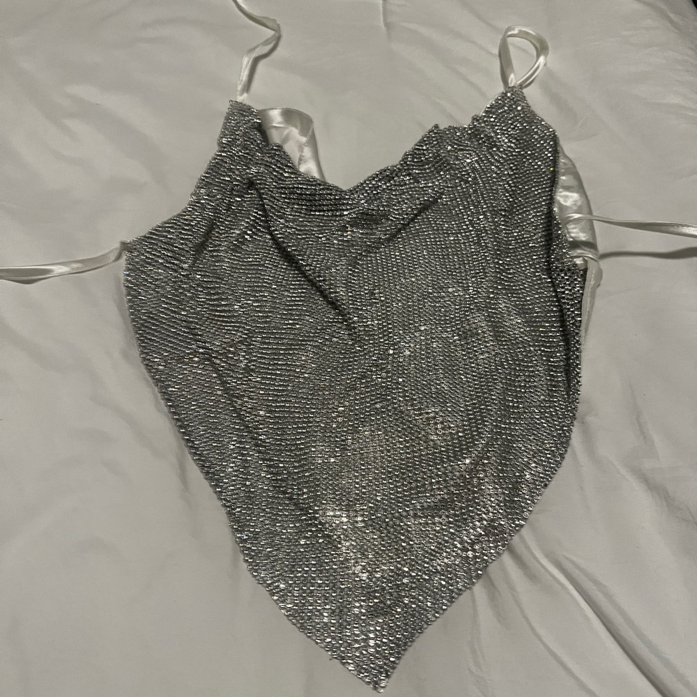 Silver Metallic Handkerchief Top